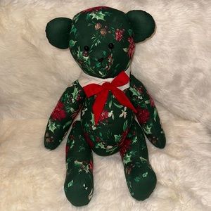 Handmade Christmas fabric jointed teddy bear New